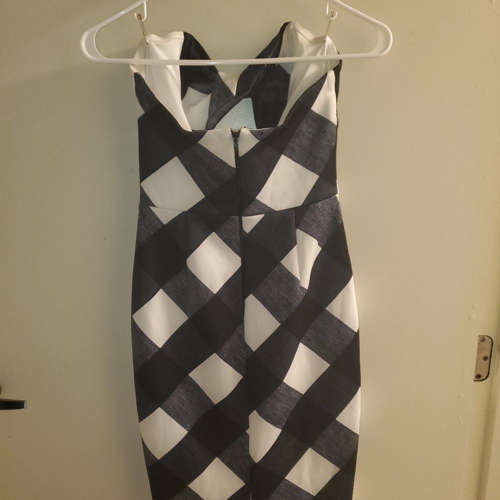 Navy blue & white midi dress